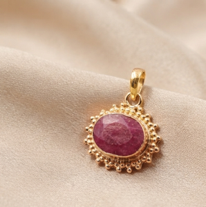 Pure 925 Sterling Silver Vintage Oval Pink <b>Ruby</b> Charm <b>Necklace</b> Women Yellow Gold Rose Gold Plated Natural Gemstone Jewelry Gift - Product Image 3