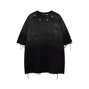 2026 wholesale High Quality Custom Vintage <b>Distressed</b> Acid Wash T-Shirt for Women's 100% Cotton Crew Neck Streetwear Breathable - Product Image 3