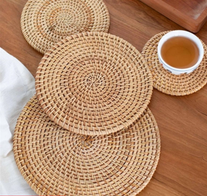 Handmade Bohemian Rattan Reusable Trivet | Bamboo Teapot <b>Placemat</b> | Seagrass Flower Pot Mat Home Restaurant Tableware - Product Image 6