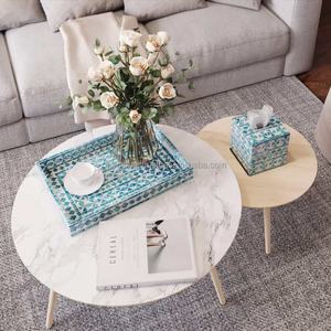 Plateau de service de luxe en nacre avec poignées, plateau décoratif rectangulaire, décoration de la maison - Product Image 2