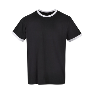 Camiseta Moderna de Cuello Redondo y Manga Corta para Hombre, Bordada y Personalizable, con Ribete en Contraste Blanco, Corte Regular, Estilo Vintage, 100% Algodón - Product Image 1