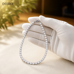 925 <b>Sterling</b> <b>Silver</b> Vintage Round Brilliant Shape Classic Moissanite Link Chain Engagement <b>Necklace</b> - Product Image 6