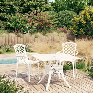 Set bistrot 3 pezzi in alluminio pressofuso bianco per mobili da giardino - Product Image 1