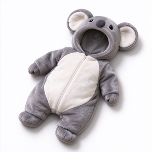 Combinaison koala en peluche unique pour bébé, barboteuse koala, tenue bébé en peluche, combinaison à capuche koala, costume animal pour nouveau-né - Product Image 3