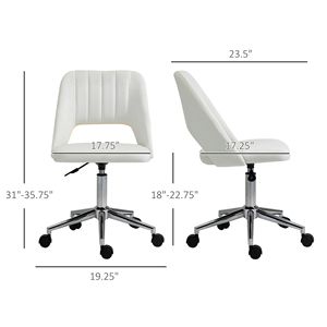 Sedia da Ufficio Girevole Bianco Crema con Schienale Medio in Velluto a Forma di Conchiglia, Sedia da Scrivania in Nylon per Casa e Ufficio BIFMA - Product Image 3