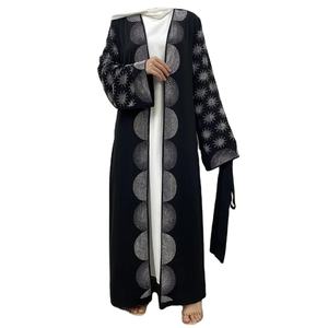 Custom Color Polyester Abaya Modest <b>Dress</b> Elegant Muslim Robe with Open Cardigan Long Sleeves Casual Thobe/Thawb Style - Product Image 1