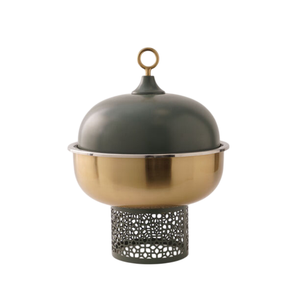 Black & Golden Modern Stainless Steel Chafing Dish Pot Lid Tealight Stand <b>Buffet</b> Hotpot Server for Hotel Parties Metal Material - Product Image 1