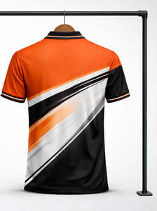 <b>Mens</b> Orange <b>Black</b> <b>Polo</b> <b>Shirt</b> Custom Sublimation Sportswear Contrast Stripe Golf Team Uniform Performance <b>Shirt</b> - Product Image 2