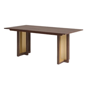 Rivya Dining <b>Table</b> Made of Solid Teak Wood Frame with Rattan and Finish Color Nc Brown <b>for</b> Indoor and Outdoor Use - Product Image 1
