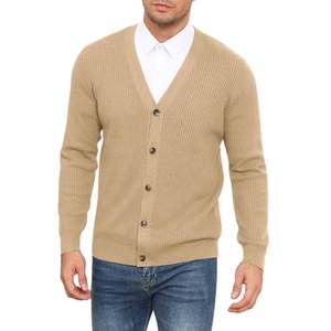 Cardigan tricoté 12 GG pour homme avec logo OEM personnalisé sur le devant, idéal pour l'extérieur, automne-hiver, faible MOQ, 100 % coton standard - Product Image 5