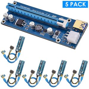 5 juegos de tarjetas adaptadoras PCI-E para minería con cable USB 3.0 de 23.62 pulgadas, de MOLEX a SATA, compatibles con tarjetas gráficas - Product Image 1