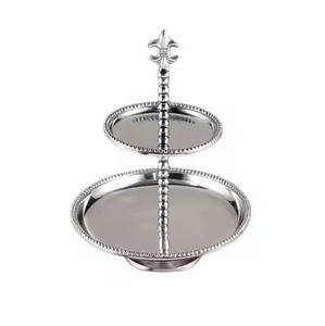 High Finish Metal 2 Tier Cake Stand Cake Display Rack Dessert Serving Stand Table Decor - Product Image 1
