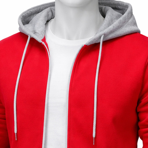 Sudadera con capucha de algodón para hombre, de corte ajustado, con cremallera, bloques de color y contraste, ideal para deportes al aire libre. - Product Image 2