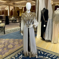 Abaya de luxe dernière collection, grande taille, en georgette, à manches longues, style Dubaï, avec broderie artisanale, ouverture frontale, longueur ras du sol, pour mariage et occasions ethniques