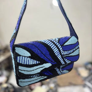 Bolso de mano tipo clutch de alta calidad con bordados artesanales, multicolor, con cuentas de colores, para eventos, AL MALIK CRAFTS - Product Image 2
