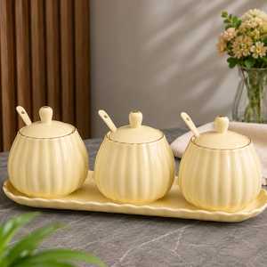Ceramic Condiment <b>Jar</b> Set with Tray and Spoons Modern Kitchen <b>Spice</b> Container Set Luxury Seasoning Storage <b>Jars</b> for Dining Table - Product Image 4