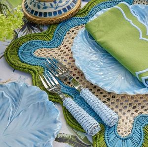 Garden Vibe Straw Woven Dining <b>Placemat</b> Square Palm Fiber Charger Premium Quality Festive Banquet Decoration Pack Set - Product Image 2