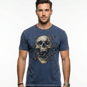 Camiseta Naranja con Efecto Ácido para Hombre, Estampado Gráfico de Calavera Galáctica, Estilo Urbano Oversize, Impresión Digital de Alta Definición, Ropa Personalizada - Product Image 3