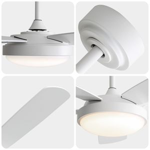 Ventilatore da soffitto a LED bianco da 42 pollici con luce LED da 22W e telecomando, pale in MDF, motore DC reversibile - Product Image 3