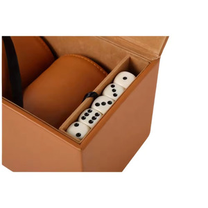 PU Leather <b>Dice</b> Cup Box with White Black <b>Dice</b> Storage Case for Adult Use Classic Minimalist Design Durable Round Shape - Product Image 6