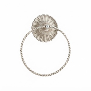 Vintage Style Silver Floral Base Towel Rack Holder Wall Mounted Antique Ornate Brass Hand Towel Hanger For Bathroom And Kitchen - Product Image 1