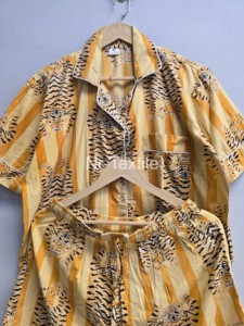 <b>Women</b> Animal Print Pajama Set <b>Short</b> Sleeve Turn-down Collar Loose Fit Summer Casual 100% Polyester <b>Elastic</b> <b>Waist</b> <b>Shorts</b> - Product Image 5
