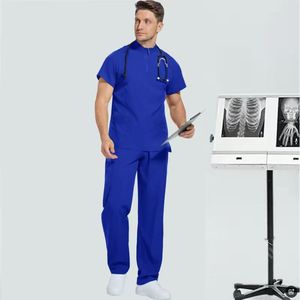 Unisex Elasticity Polyester Woven Quick Dry Fabric Stretch Zipper Nurse <b>Scrubs</b> <b>Set</b> with Needle Detection for Hospital Use - Product Image 2