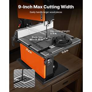 9-Inch <b>Woodworking</b> Benchtop Bandsaw 1/2 HP Motor 3.5-Inch Max Cutting Height 11.8 X 11.8 Cast Aluminum Table Wood Saw <b>Machine</b> - Product Image 4