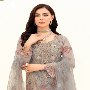 ชุดสูทปากีสถานและอินเดียสำหรับผู้หญิงเย็บติดกันชุดสูทงานแต่งงานชุดปาร์ตี้ผ้าออร์แกนซ่าชุด3ชิ้นโดย ramsha minhal 9 - Product Image 3