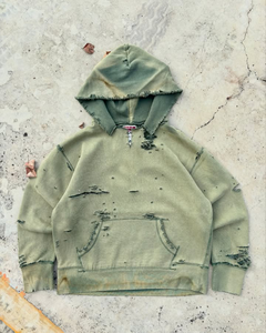 เสื้อฮู้ดดี้โอเวอร์ไซส์สีดำผ้าฝ้ายสำหรับผู้ชาย ดีไซน์ระบายผ้าฟอกแบบลำลอง คอกลม สไตล์สตรีทแวร์ เสื้อสเวตเชิ้ตสไตล์ฤดูใบไม้ร่วง - Product Image 4