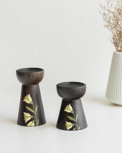 Durable Handmade Wood Driftwood Candle Holders Custom Print-Unique Style for Home Living Room Christmas <b>Black</b> Wood <b>Candlesticks</b> - Product Image 3