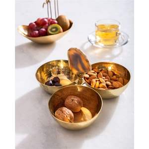 Stainless Steel Hammered Nut Bowl Set Decorative Trio Dish with Oval Tray Metal Snack Server for <b>Wedding</b> Party Home Decoration - Product Image 4