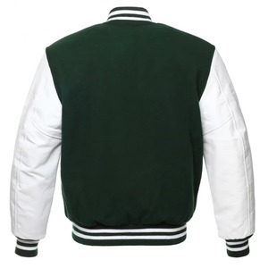Forest Green <b>White</b> Burgundy <b>White</b> Varsity <b>Jacket</b> <b>Men</b> Premium Wool Blend Letterman <b>Jacket</b> Custom OEM - Product Image 3