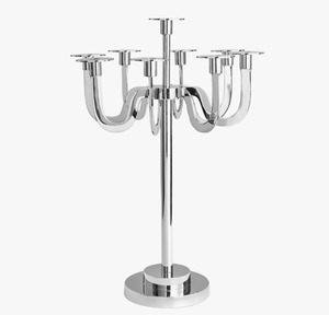 Stainless Steel Candelabra Five Arm Candle Holder Circular Base Home Decoration Durable Modern <b>Table</b> Centerpiece - Product Image 1
