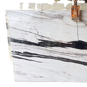 Dalles et carreaux de marbre blanc panda poli design moderne d'Inde pour les comptoirs d'appartement, hôtels, villas, hôpitaux - Product Image 1