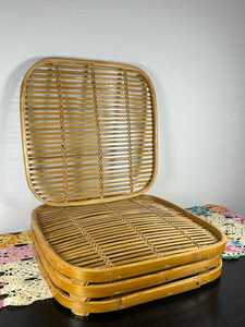 Juego de 4 bandejas de mimbre y bambú tejidas vintage, color tostado, 14x14, pequeñas, para servir, decoración natural para el hogar, proveedor mayorista, fabricante - Product Image 6