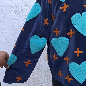 Vestes en velours brodées à la main avec un design Suzani, manches longues, style Nehru, ouverture sur le devant, vêtements décontractés bohèmes pour femmes - Product Image 2