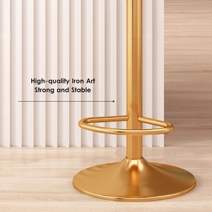 Ravello <b>Bar</b> <b>Stool</b> Gold Finish PU <b>Leather</b> Seat Modern Luxury Sleek Designer Contemporary Seating Premium Comfort Adjustable Metal - Product Image 4