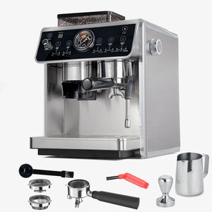 Cafetera Espresso Semiautomática de Acero Inoxidable con Pantalla Táctil, Molinillo de Granos Integrado, 20 Bares, Programable, para Hogar y Hotel - Product Image 1
