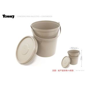 Yommy Pet <b>Feeder</b> Bucket With Lid 19.5cm Diameter For Dogs <b>Cats</b> Food Storage Container - Product Image 1