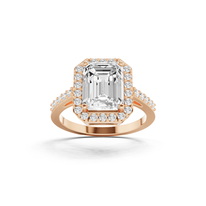 Magnifiques bagues à halo de taille émeraude avec diamants de laboratoire certifiés IGI, brillance audacieuse et élégance intemporelle, art de l'or raffiné - Product Image 4