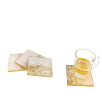 Sous-verres classiques en résine écologique à feuille d'or, ronds, antidérapants, pour la décoration de table, cuisine, épaisseur 5 mm