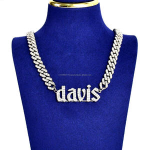 Luxury Moissanite Diamond DAVIS Custom <b>Letter</b> Necklace With Fully Sparkling Pendant Design Bold <b>Name</b> Style Hip Hop Jewelry - Product Image 1