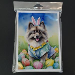 Whimsical Keeshond Easter Egg Hunt A7 Cartes de vœux Pack de 8 cartes vierges avec enveloppes Taille 5x7 - Product Image 3