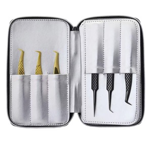 Estuche de Almacenamiento para <span class=keywords><strong>Pinzas</strong></span> Quirúrgicas Ijrak, de Primera Calidad, para Extensiones de Pestañas y Cejas, con Cierre, Doble Cara, 12 Ranuras, de Cuero PU - Product Image 1