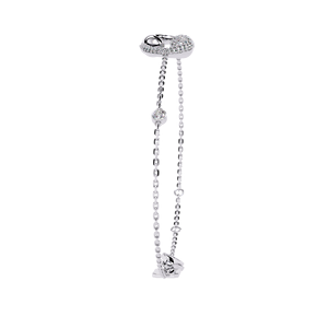 Minimalist Designer Jewellery | Lab Grown Personalized <b>Charm</b> Diamond Bracelet in 10K 14K 18K White Gold with Pave Curve - Product Image 4