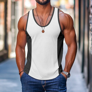 MILIENZ SPORTS APPAREL Camiseta sin mangas para hombre, estilo formal, 100% tejido transpirable, con cuello alto y estampado de leopardo en bloques de color amarillo y blanco - Product Image 3