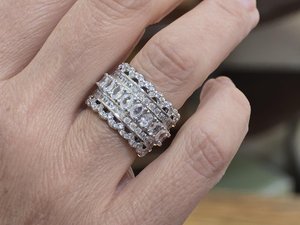 Anillo de Eternidad Completo con Diamantes de Moissanita, Plata de Ley 925, Claridad VVS, Anillo de Boda, Estilo Hip Hop, Lujoso, Unisex, Anillo Fino - Product Image 5