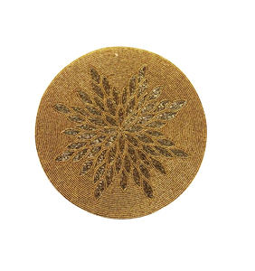 Best Sale Beaded <b>Placemats</b> <b>Round</b> Beaded Table Mat With Gold Leaf Design Bohemian Handmade Fabric <b>Placemat</b> - Product Image 4