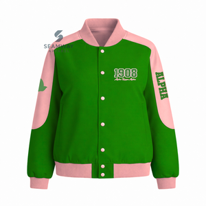Alpha |   Kapa |   Veste de course en sergé de coton Alpha Sorority pour femme, veste universitaire de sport automobile, veste de motard haute performance - Product Image 1